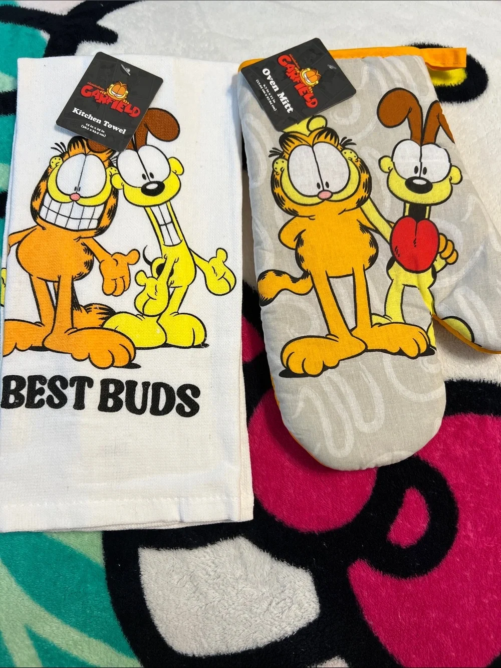 Garfield   Oven Mitt & Kitchen Towel Set - Orange/Yellow